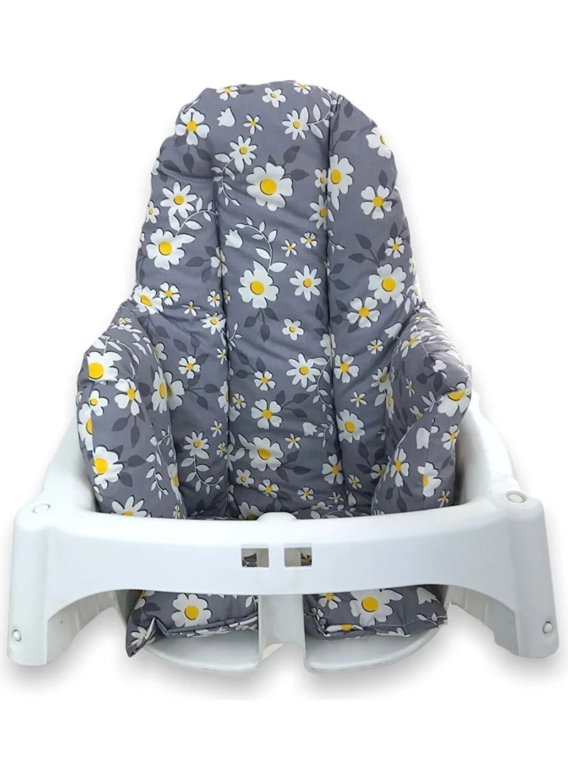Bebek Özel Baby Special Baby Child Feeding Chair Cushion Gray Daisy