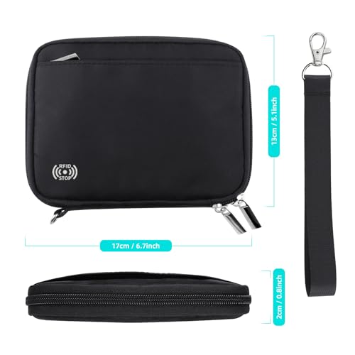 WALNEW Passport Holder Family for 4, RFID Blocking Travel Wallet Women Men, Lightweight Zipper Document Organizer Pouch Bag Credit Cards Case Cover for Travelling, Black - Image 2