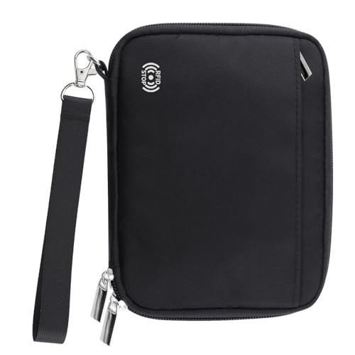 WALNEW Passport Holder Family for 4, RFID Blocking Travel Wallet Women Men, Lightweight Zipper Document Organizer Pouch Bag Credit Cards Case Cover for Travelling, Black - Image 1