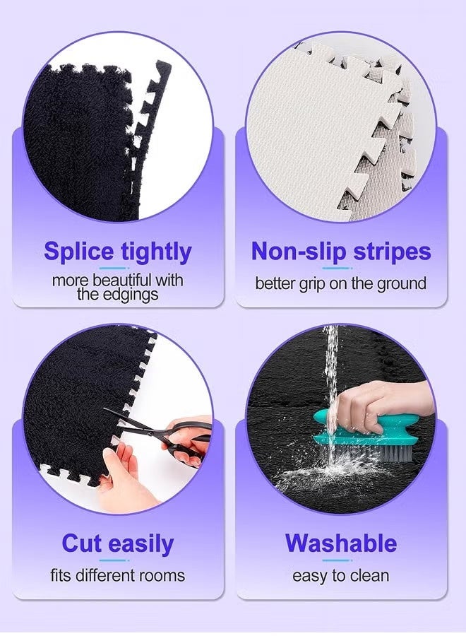 Interlocking Carpet Shaggy Soft EVA Foam Mats Fluffy Area Rugs Protective Floor Tiles Exercise Play Mat for Children Kids Room Home Parlor Bedroom 6pcs - Image 3