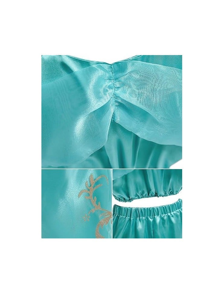 Brain Giggles BrainGiggles Princess Jasmine Costume For Girls Sequined Princess Costume Set Dress Up Princess Cosplay Costumes for Kids-Medium - Image 4