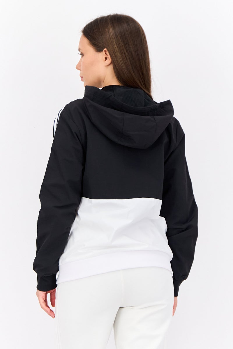 Adidas Women Spots Wear Fit Long Sleeve Hooded Outdoor Jacket,Black/White - Image 4