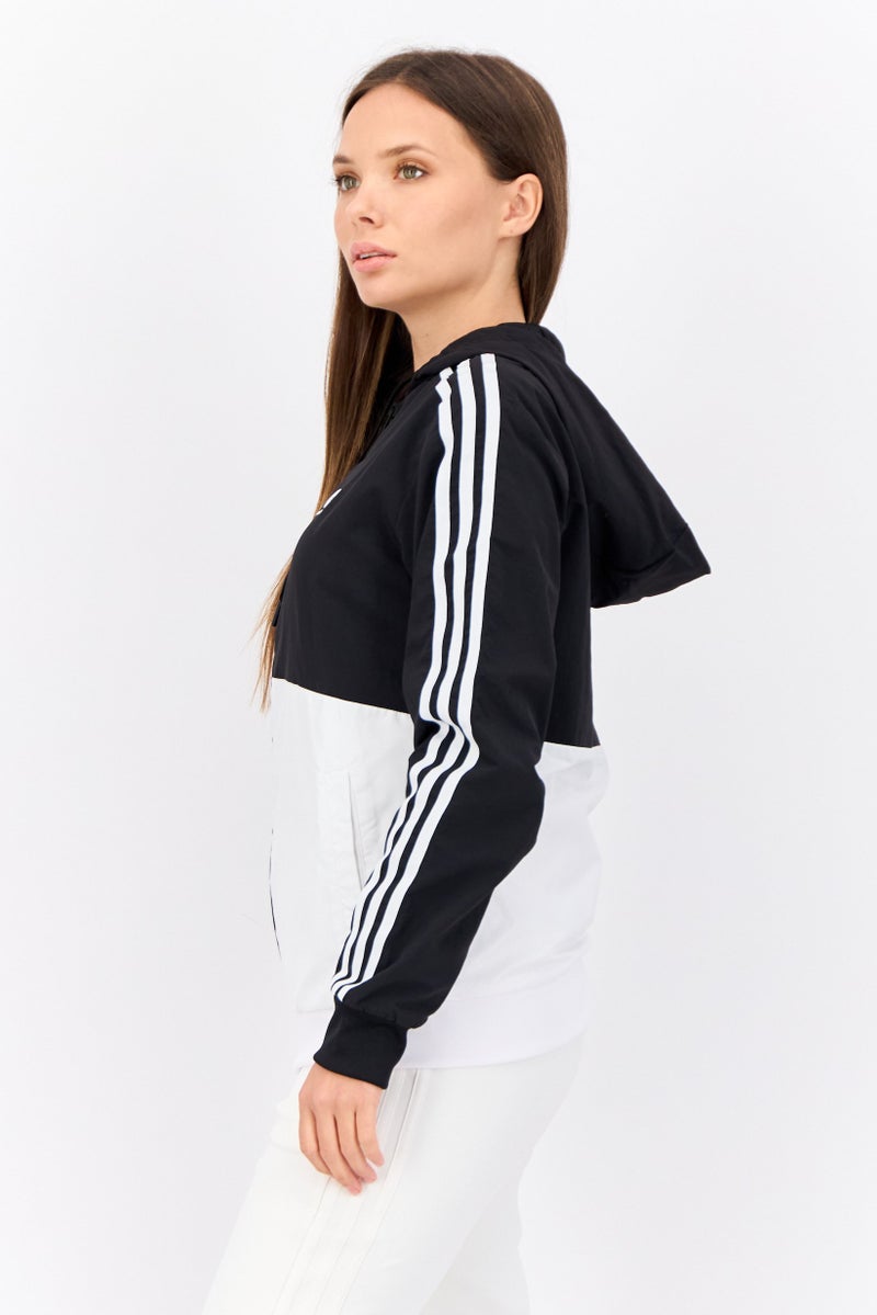 Adidas Women Spots Wear Fit Long Sleeve Hooded Outdoor Jacket,Black/White - Image 2