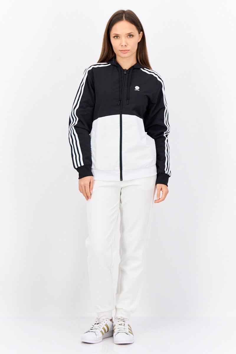 Adidas Women Spots Wear Fit Long Sleeve Hooded Outdoor Jacket,Black/White - Image 3