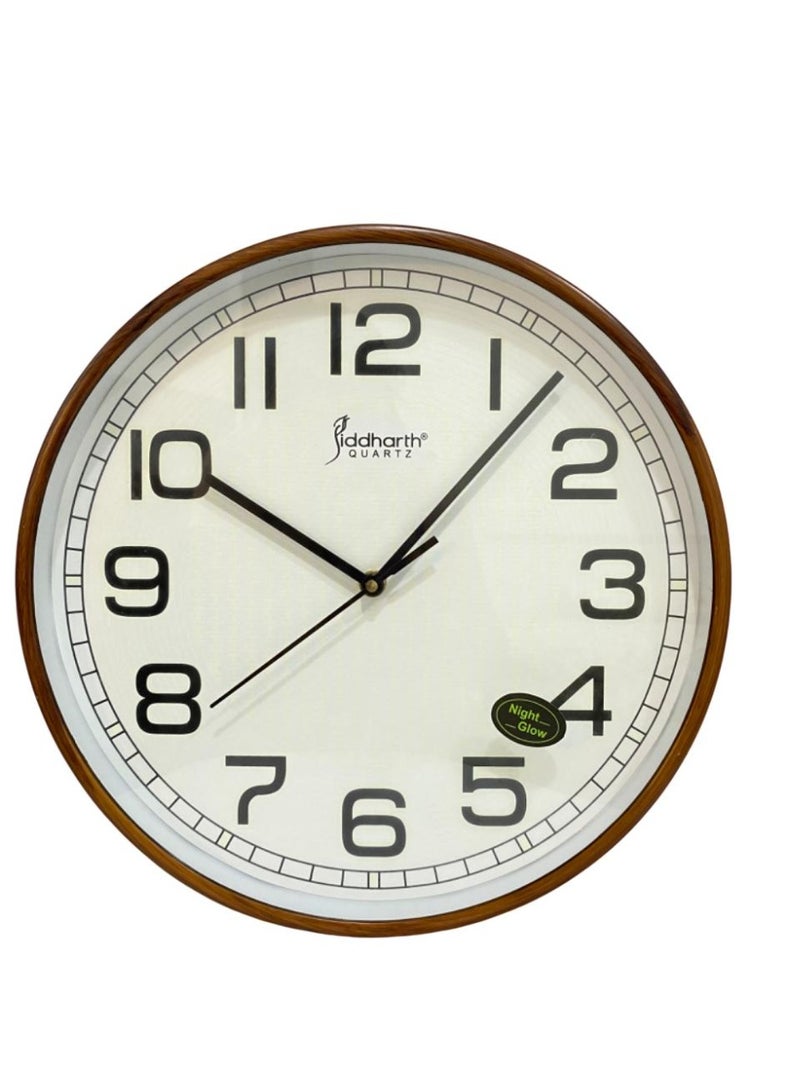 Siddharth Quartz Clock Luminous Wall Clock, 12 Inch Glow in the Dark Wall Clock, Battery Operated Silent Non Ticking Analog Clock, Black Wooden Frame, for Living Room, Bedroom, Office, Kitchen & Bathroom - Image 1