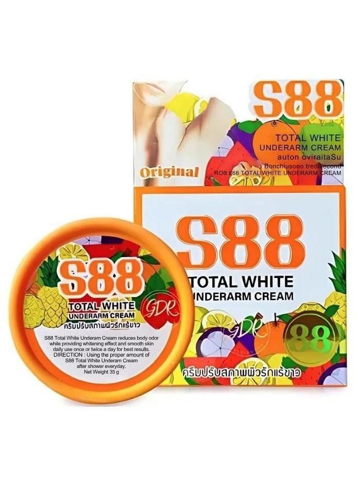 S88 أبيض بالكامل قطعتين كريم اس 88 توتال وايت الأصلي يزيل الأوساخ ويتخلص من الروائح ويفتح البشرة مع تحفيز مرونة الجلد 35 جرام - Image 2