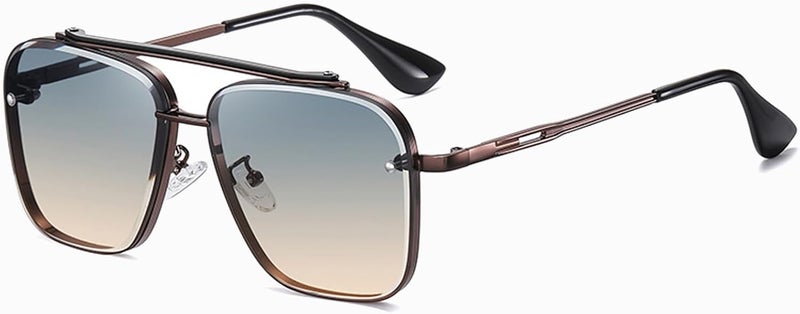 Breaksun Square Aviator Sunglasses for Men Women Fashion Vintage Diamond Cutting Lens Classic Military Pilot Gradient Shades - Image 1