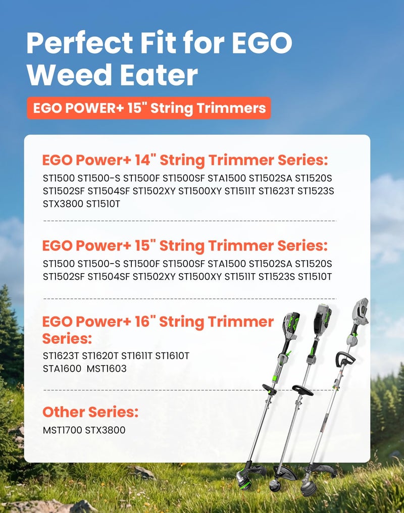 EVENTRONIC 16 Pack AL2420PD Replacement Twisted Trimmer Line Compatible with All EGO 15-Inch String Trimmers Weed Eater, Dual Color Pre-Cut 0.095" 224Ft Weed Wacker String line for EGO Trimmers String - Image 2