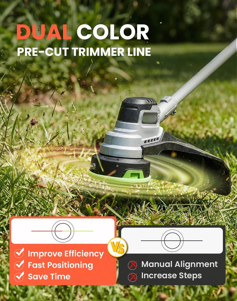 EVENTRONIC 16 Pack AL2420PD Replacement Twisted Trimmer Line Compatible with All EGO 15-Inch String Trimmers Weed Eater, Dual Color Pre-Cut 0.095" 224Ft Weed Wacker String line for EGO Trimmers String - Image 4