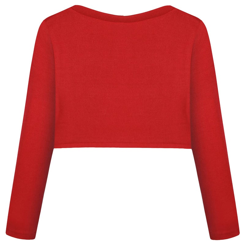 Bonny Billy Girls' Long Sleeve Knit Bolero Cardigans Jacket Cover Up Sweater 4-5 Years Red - Image 2