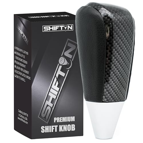 SHIFTIN Leather and Carbon Fiber Gear Shift Knob for Toyota Land Cruiser 4Runner Sequoia Tundra and Lexus (Black Leather/Carbon Fiber Pattern) - Image 1