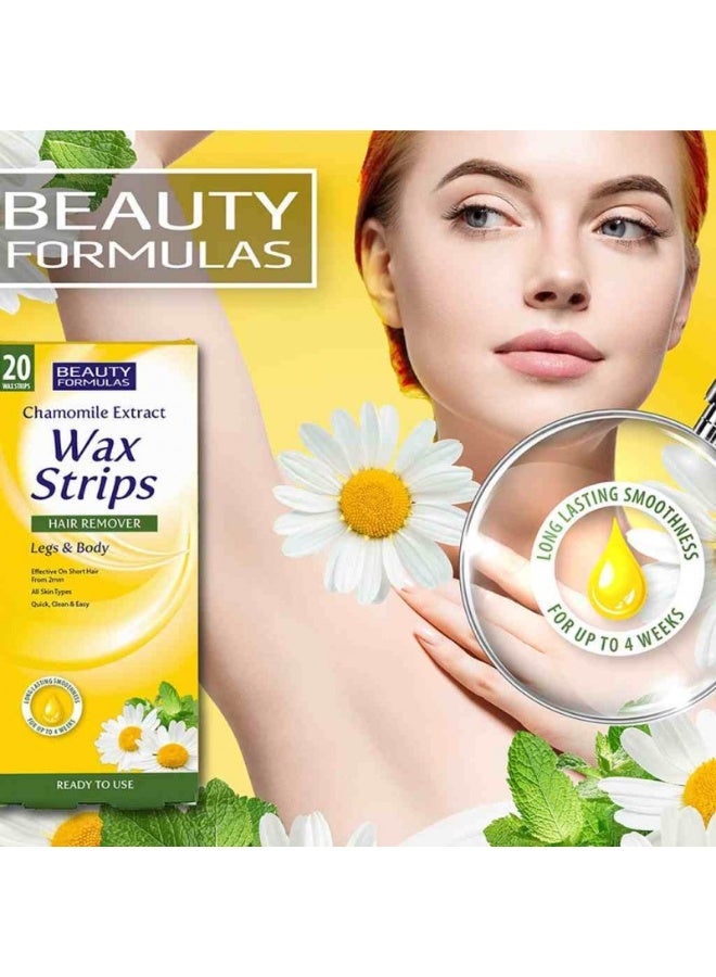 BEAUTY FORMULAS Chamomile Extract Legs & Body Wax Strips - 20 Strips - Image 2