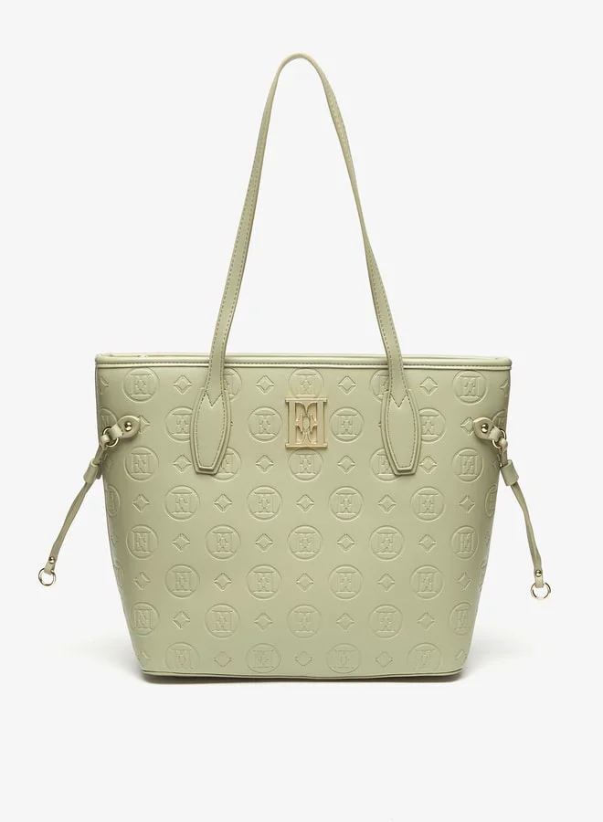 ايل Elle Monogram Embossed Tote Bag with Zip Closure