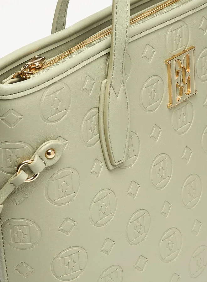 ايل Elle Monogram Embossed Tote Bag with Zip Closure