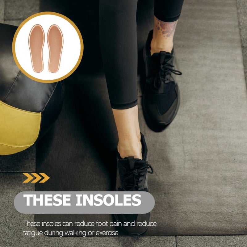 Breathable Moisture Wicking Anti Odor Shock Absorption Sports Insoles Size 43 44 Beige - Image 3