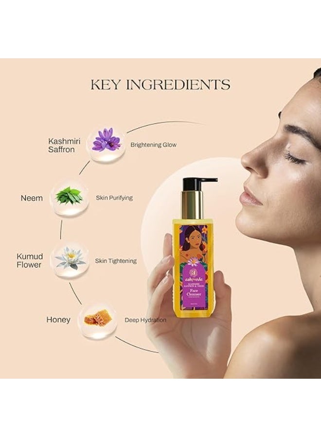 Ashpveda Ayurvedic Face Wash with Kashmiri Saffron and Neem | Natural Face Cleanser for Daily Skin Exfoliation and Brightening | Chemical Free Organic Herbal Facewash (100 ml) - Image 2