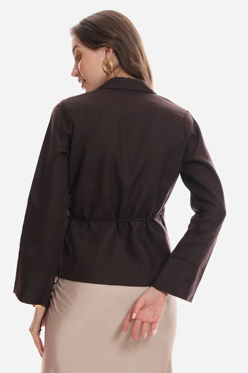 Virgio  Solid Linen Wrap Tie-Up Top for Women for Women | Best Price UAE