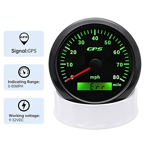 ARTILAURA GPS Speedometer 85mm 3-3/8" Digital Odometer 80MPH Speed Gauge 7 Color Waterproof for AUTO Car Marine Truck 9-32V (Black) - Image 4