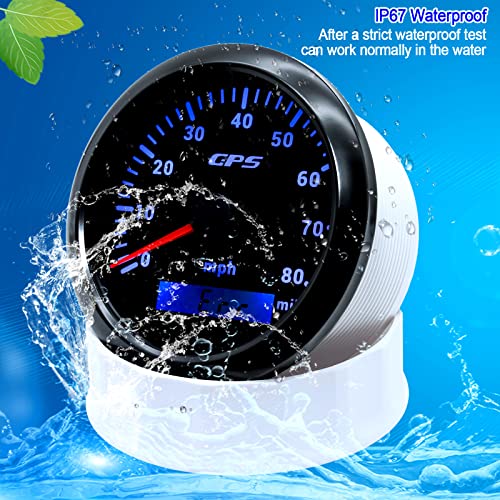ARTILAURA GPS Speedometer 85mm 3-3/8" Digital Odometer 80MPH Speed Gauge 7 Color Waterproof for AUTO Car Marine Truck 9-32V (Black) - Image 5