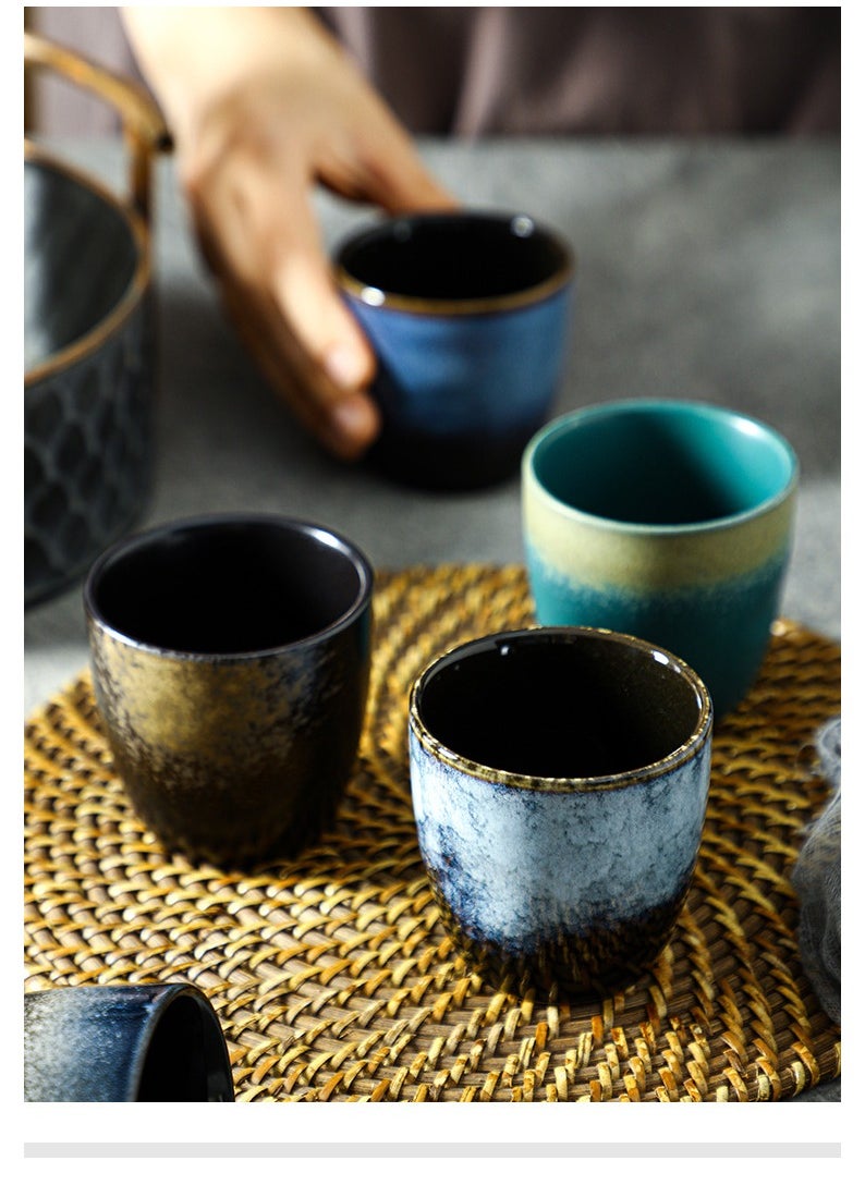 Set of 5 Ceramic Teacup Espresso Coffee Cup Porcelain Tea Cup Set Chinese Kung Fu Bowl Drinkware Box Package for Gifts 150ml