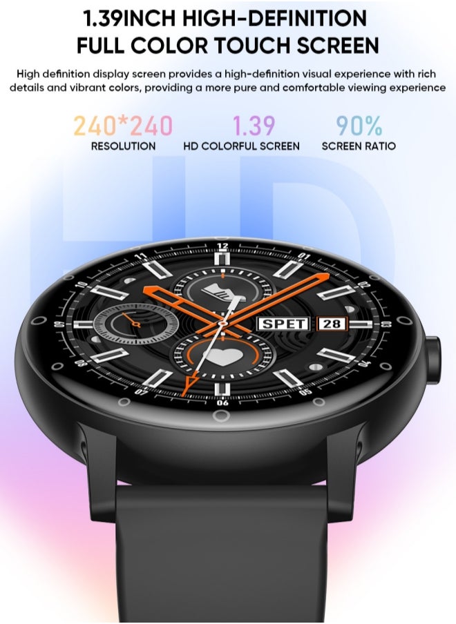 Generic S88 PRO Bluetooth Full Touch Call Smart Watch AMOLED Display 190mAh 1.39 Inch Midnight Black Silicone Strap  - Image 4