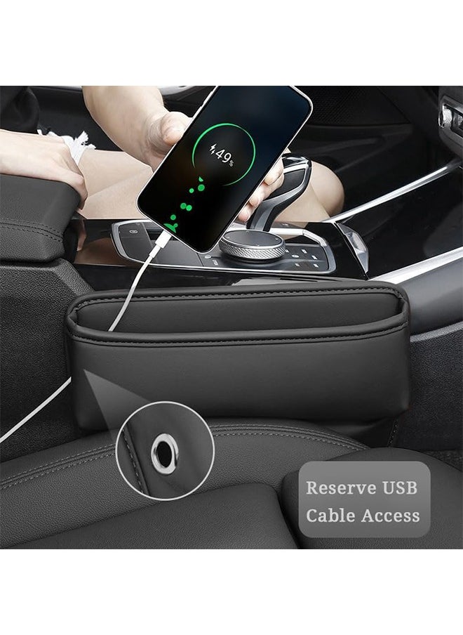 Bukela Car Seat Gap Filler Leather Car Seat Gap Filler Organizer and Storages Automotive Accessories Universal for Car SUV Truck Fill The Gap Between Seat and Console Stop Things from Dropping Black 2Pcs  - Image 2