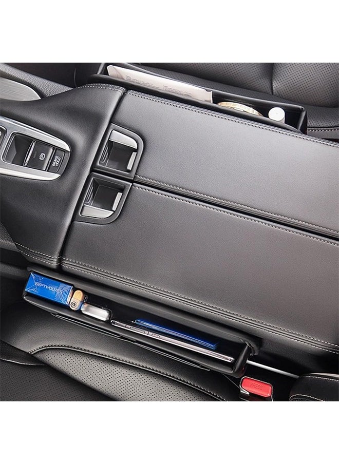 Bukela Car Seat Gap Filler Leather Car Seat Gap Filler Organizer and Storages Automotive Accessories Universal for Car SUV Truck Fill The Gap Between Seat and Console Stop Things from Dropping Black 2Pcs  - Image 4