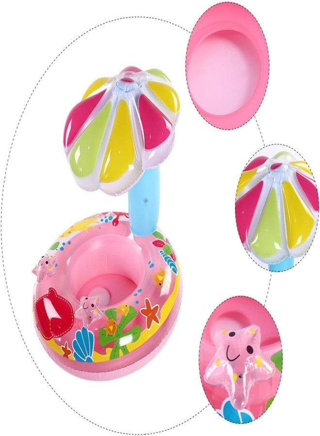 Drofail مجموعة ألعاب للأطفال تتضمن عوامة سباحة للأطفال، مظلة شمسية، عوامة شمسية، أنبوب سباحة قابل للنفخ مطبوع عليه سمكة، مصنوع من مادة PVC متعددة الألوان - Image 4