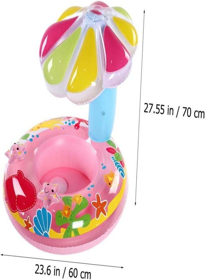 Drofail مجموعة ألعاب للأطفال تتضمن عوامة سباحة للأطفال، مظلة شمسية، عوامة شمسية، أنبوب سباحة قابل للنفخ مطبوع عليه سمكة، مصنوع من مادة PVC متعددة الألوان - Image 2