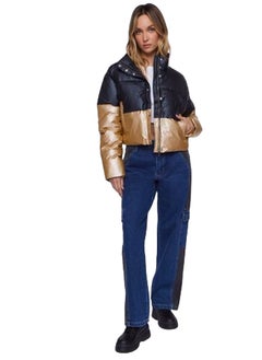 Metallic Colorblock Puffer Jacket
