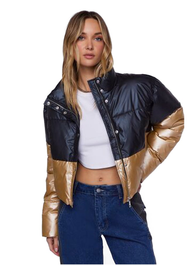 FOREVER 21 - Metallic Colorblock Puffer Jacket - Image 1