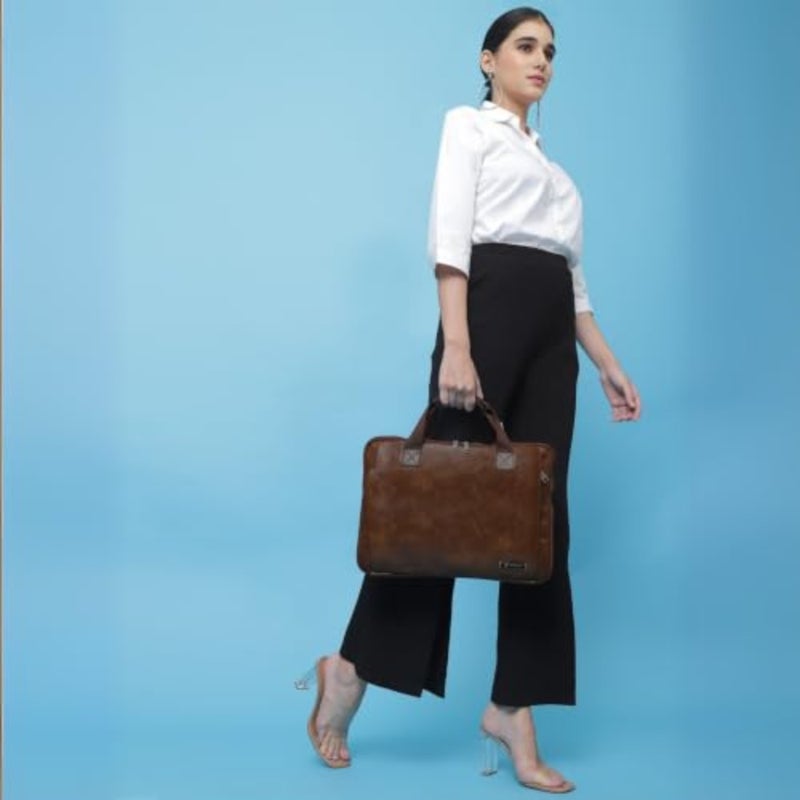 VISMIINTREND Stylish Vegan Leather Office Laptop Handbag Briefcase Messenger Shoulder Bag for Men and Women Fits 13, 14, 15.6 Inch Macbook Laptops, Birthday, Rakhi, Corporate Gifts, Unisex - Image 3