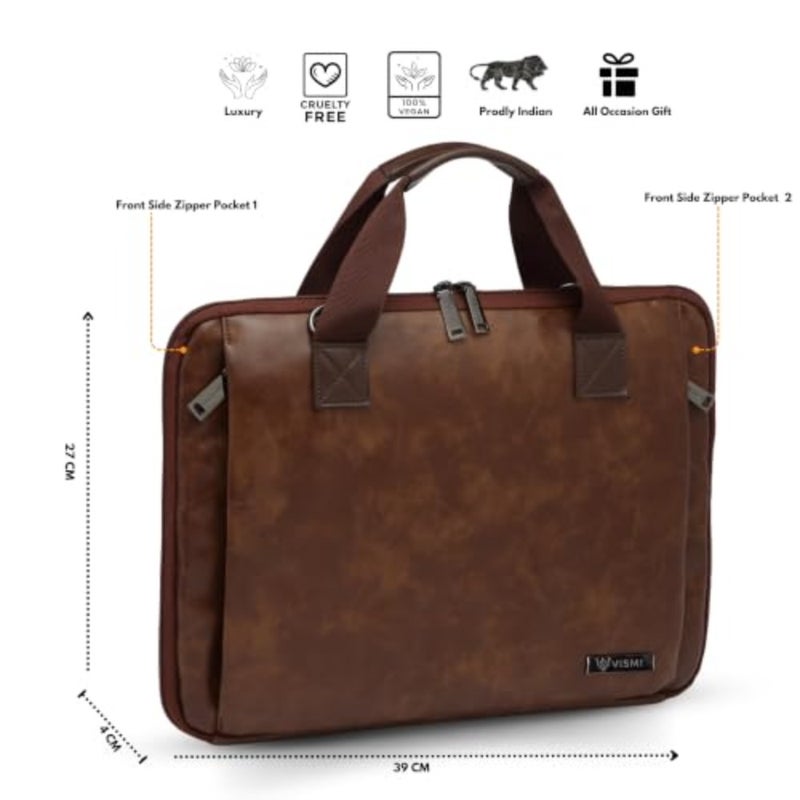 VISMIINTREND Stylish Vegan Leather Office Laptop Handbag Briefcase Messenger Shoulder Bag for Men and Women Fits 13, 14, 15.6 Inch Macbook Laptops, Birthday, Rakhi, Corporate Gifts, Unisex - Image 4