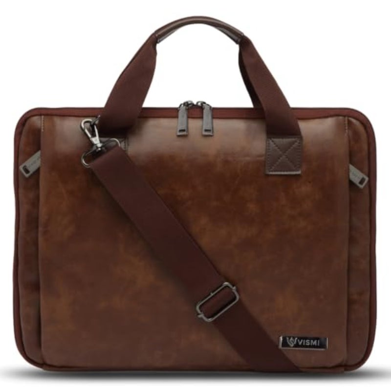VISMIINTREND Stylish Vegan Leather Office Laptop Handbag Briefcase Messenger Shoulder Bag for Men and Women Fits 13, 14, 15.6 Inch Macbook Laptops, Birthday, Rakhi, Corporate Gifts, Unisex - Image 1