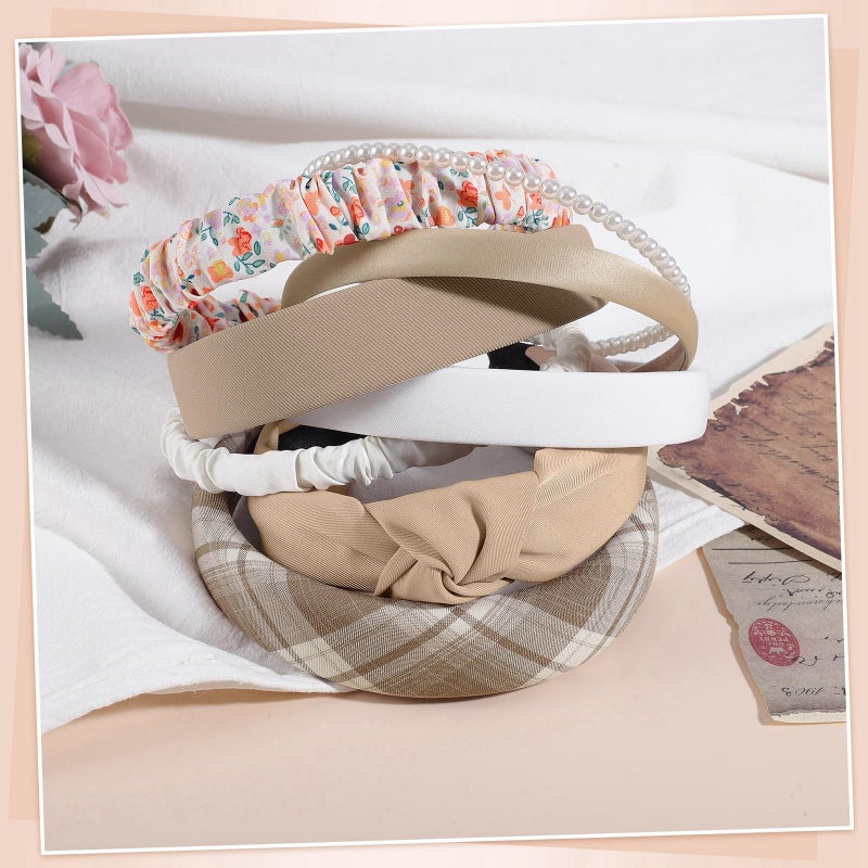 obeoby 8 Pack Trendy Headband for Lazy Hair Days, Non Slip Floral Headbands for Girls Women Multi-Style Accessories for Hair Growth Phases - Image 4