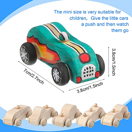 Zhanmai 6 Pcs Wooden Toy Cars to Paint Wood DIY Car Toys Unfinished Wood Race Cars Bulk Paintable Wooden Cars Crafts for Home Activities Easy Woodworking and Family Time Set - Image 5