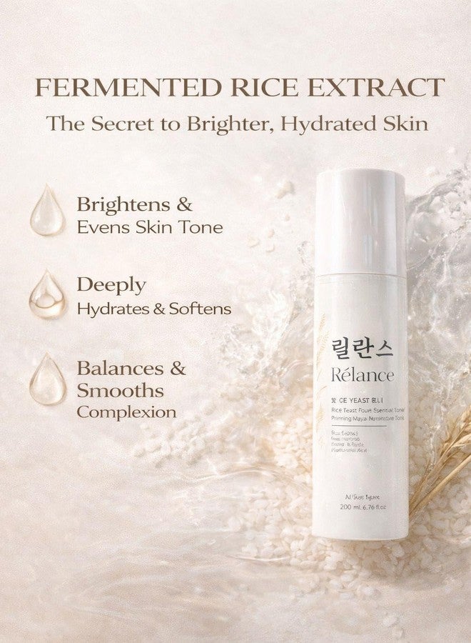 Relance Rélance Rice Yeast Pure Essential Toner, with Niacinamide, Alpha Arbutin & Hyaluronic Acid, All Skin Types, 6.76 fl oz - Image 2
