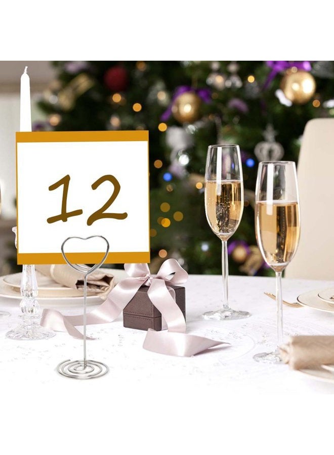 Aniann Table Number Card Holders, 25 Pack Heart Shape Table Photo Holder Table Picture Stand Place Card Holder for Wedding Party Gatherings Office Desk Paper Menu Clips (Silver) - Image 2