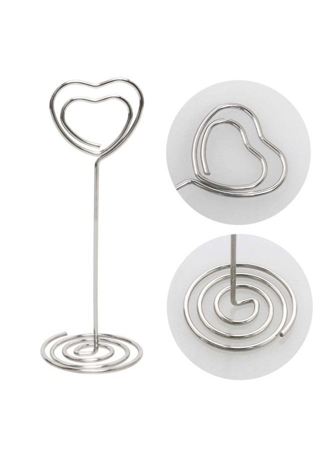 Aniann Table Number Card Holders, 25 Pack Heart Shape Table Photo Holder Table Picture Stand Place Card Holder for Wedding Party Gatherings Office Desk Paper Menu Clips (Silver) - Image 5