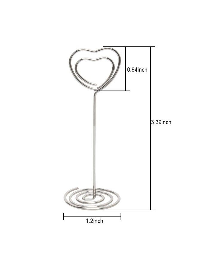 Aniann Table Number Card Holders, 25 Pack Heart Shape Table Photo Holder Table Picture Stand Place Card Holder for Wedding Party Gatherings Office Desk Paper Menu Clips (Silver) - Image 4