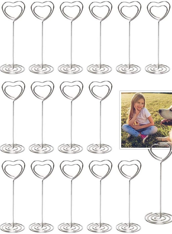 Aniann Table Number Card Holders, 25 Pack Heart Shape Table Photo Holder Table Picture Stand Place Card Holder for Wedding Party Gatherings Office Desk Paper Menu Clips (Silver) - Image 1