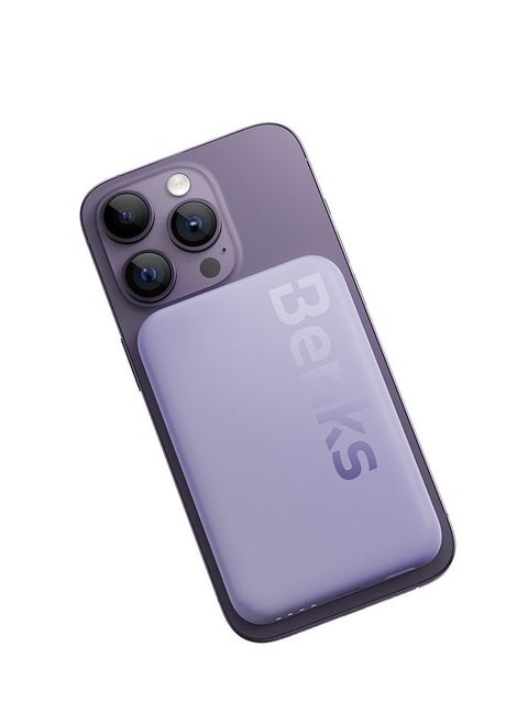 BENKS Mαgsafe Power bank 6000 mAh, Magnetic Wireless Mini Power Bank Battery with USB C Cable, External MαgSafe Battery for iPhone 15/14/13/12 Series, Purple