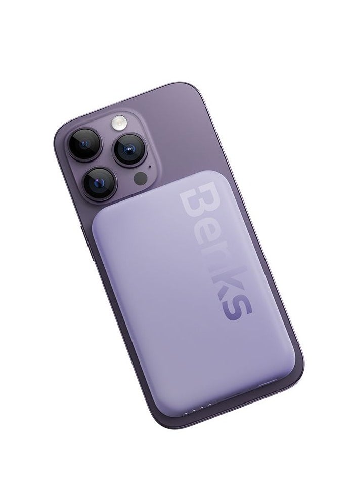 Benks - BENKS Mαgsafe Power bank 6000 mAh, Magnetic Wireless Mini Power Bank Battery with USB C Cable, External MαgSafe Battery for iPhone 15/14/13/12 Series, Purple - Image 1