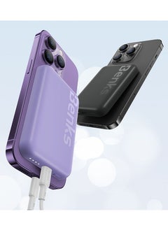 Benks BENKS Mαgsafe Power bank 6000 mAh, Magnetic Wireless Mini Power Bank Battery with USB C Cable, External MαgSafe Battery for iPhone 15/14/13/12 Series, Purple  - Image 5