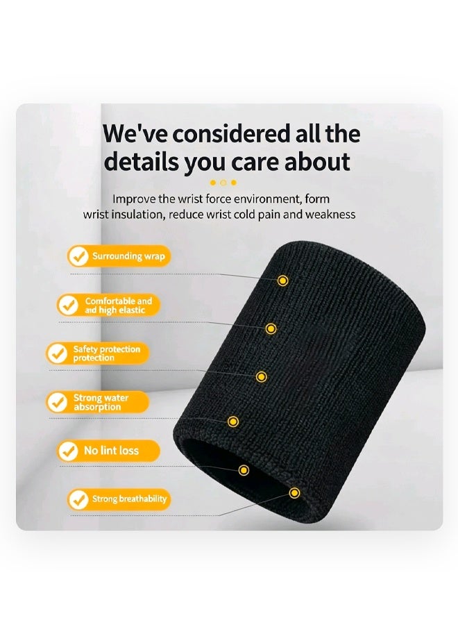 زن أربطة معصم لامتصاص العرق للرجال والنساء - أربطة رياضية من قماش التيري القطني مناسبة لكرة السلة، التنس، كرة القدم، البيسبول، الجري والصالة الرياضية (3 أزواج) - Image 3