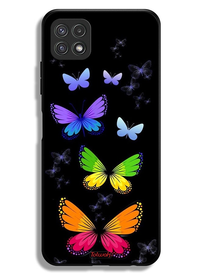 Tolwak Samsung Galaxy A22 5G Protective Case Cover Colorful Butterflies - Image 1