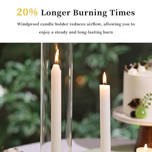 Volens Hurricane Glass Candle Holders Bulk- Set of 24 Candlestick Holders for Taper Candles with Windproof Cylinder Covers 14" Tall Clear Glass Chimney Cover for Wedding Table Centerpiece - Image 4