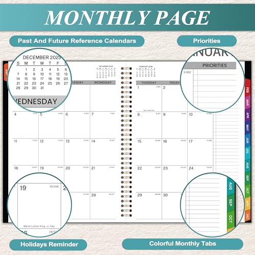 Indeme 2026 Appointment Book - 2026 Planner, January 2026 - December 2026, 9" x 11", 2026 Daily Hourly Planner, Half Hour (30 Mins) Interval, Colorful Monthly Tabs, Lay-Flat, Inner Pocket - Image 4