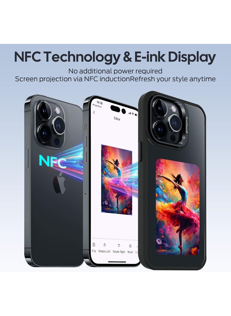 Smart Ink Phone Case for iPhone 16 Pro Max-4.0" HD Four Color E Ink Screen with NFC Transfer,DIY Photo Display Digital Phone Case,Custom Phone Protective Case,Anti-Drop Water-Resistant - Image 3
