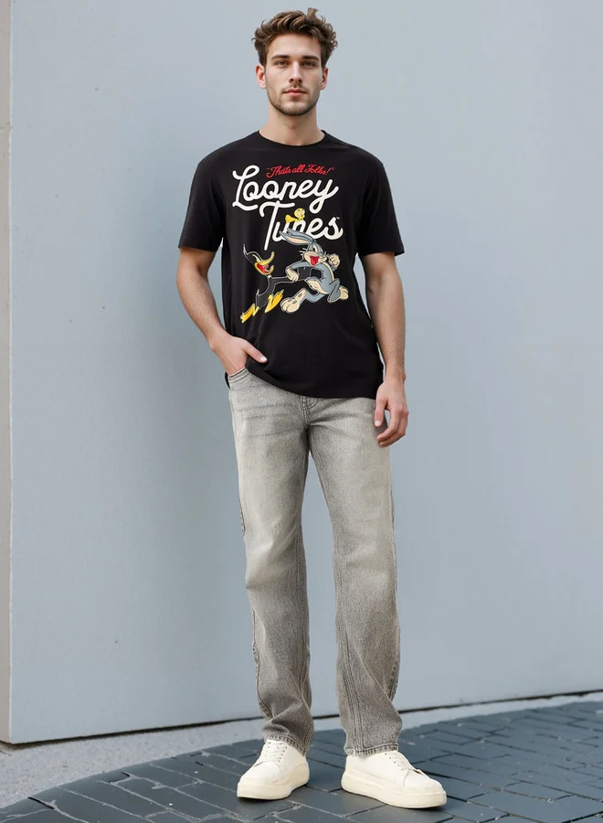 SP Characters Regular Fit Looney Tunes Print Crew Neck T-shirt